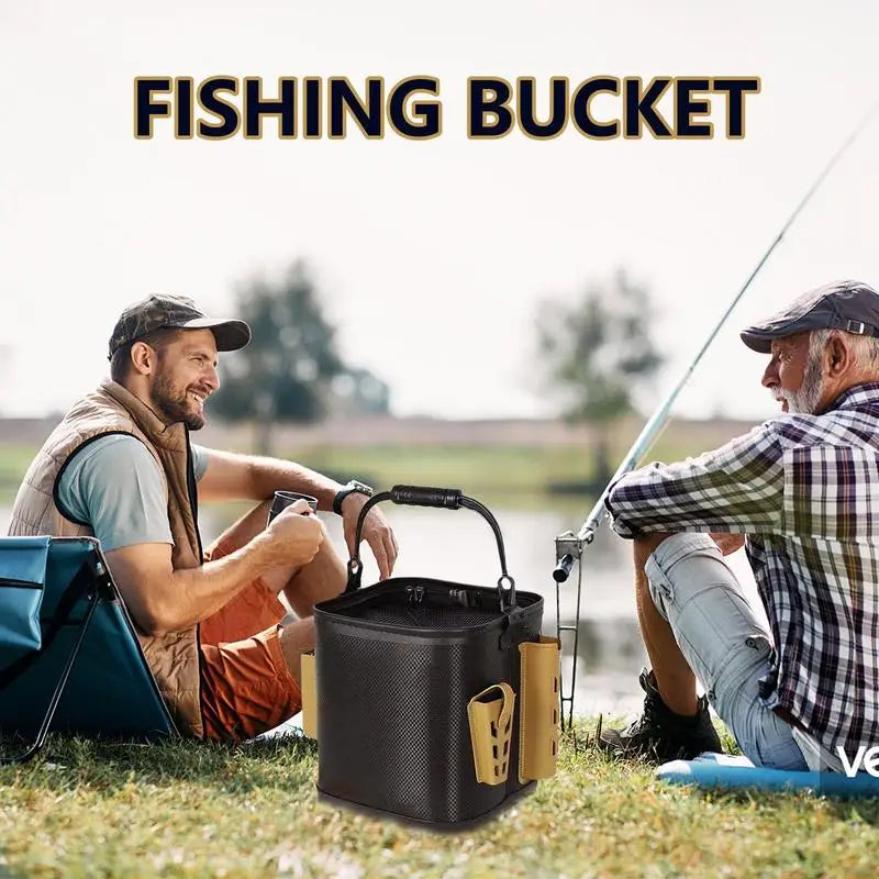 Outdoor Fishing Bucket With non-slip water rope Foldable and Portable EVA Water Bucket for Wild Fishing Household Bucket