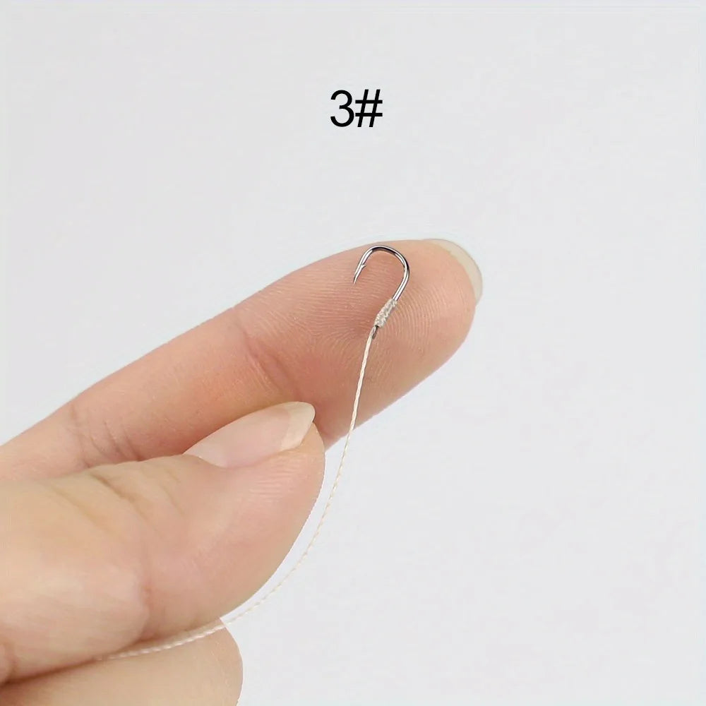 Ackibbik 50pcs Small Size Fishing Hooks With PE Line 3#-12# Pre Tied Fishing Hooks String Hook Sub-line Hook for Carp Fishing