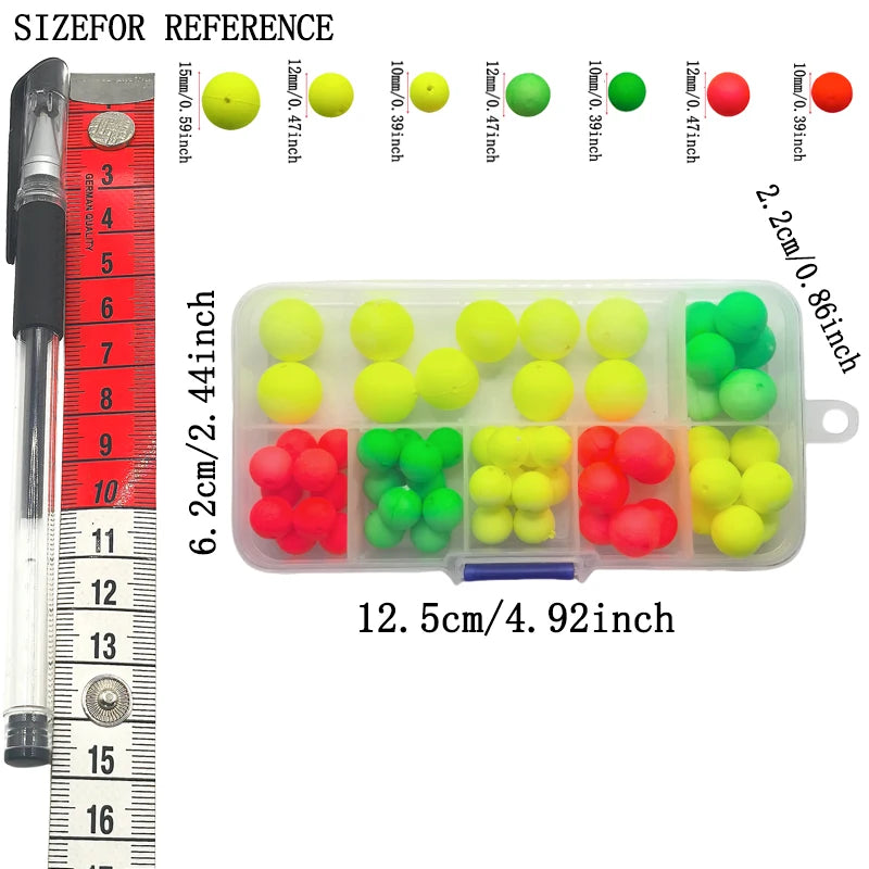 61-Piece Foam Buoys - Bright Fly Fishing Buoys for Pomfret, Walleye and Bottom Rig