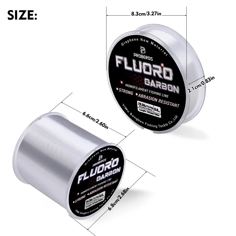100M 300M 500M FluoroCarbon High Abrasion Resistance Anti-Curl Carbon Fiber Coating Monofilament Fishing Line String Cord Wire