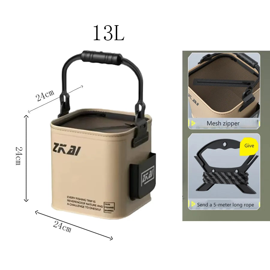 8L/13L Collapsible Bucket, Portable Waterproof Fishing Camping Bucket, Foldable Pail with Ergonomic Handle Outdoor Gear tool