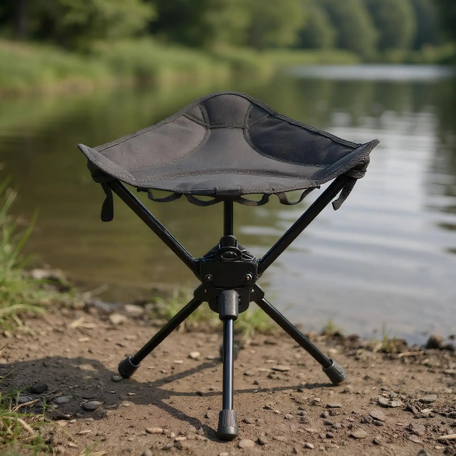 Portable Folding Swivel Camping Chair, Lightweight Fishing Stool for Outdoor Hunting Backpacking Travel, Lawn Dorm Hiking Gear