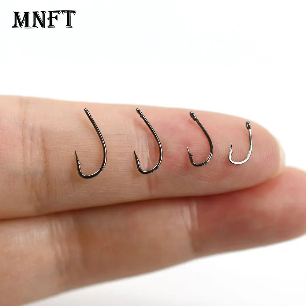 100Pcs/Pack 12# 14# 16# 18# Black Nickel Trout Single Hook With Barb High Carbon Steel Fishing Flies Spoon Hooks