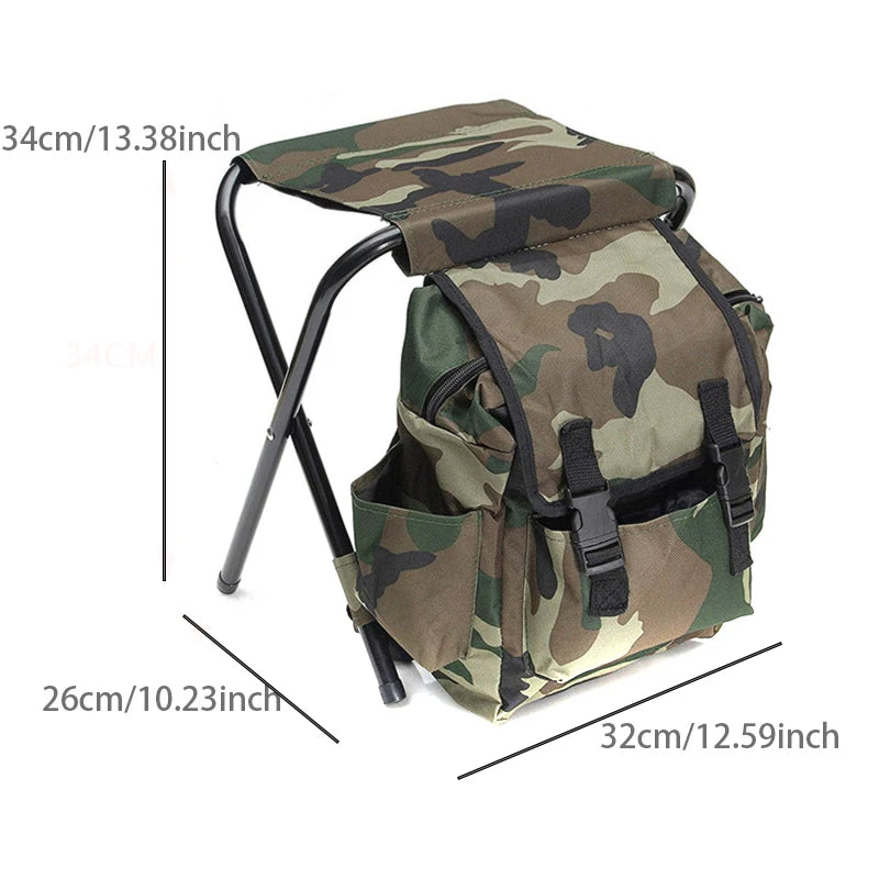 Economy Fishing Chair Hiking Seat Outdoor Folding Camping Fishing Chair Sturdy Comfortable Stool Portable Backpack Seat Bag