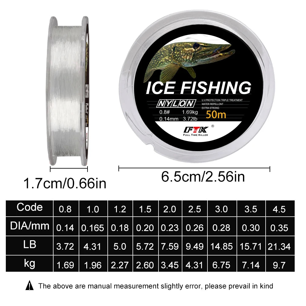 NGB 50M Ice Fishing Line Super Strong Monofilament Nylon Winter Bream Saltwater Fishing-Line Japan Low Memory Carp Line