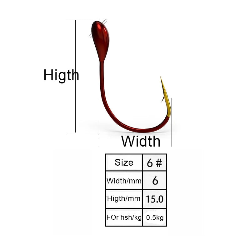 10pcs Ice Fishing Tungsten Jig Japan Hook Ice Lead Head Bait Winter Fishing Hook Red Worm Maggot Fishhook Carp Fishing Tackle