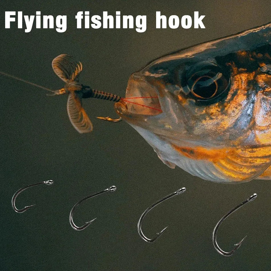 100Pcs/Pack 12# 14# 16# 18# Black Nickel Trout Single Hook With Barb High Carbon Steel Fishing Flies Spoon Hooks