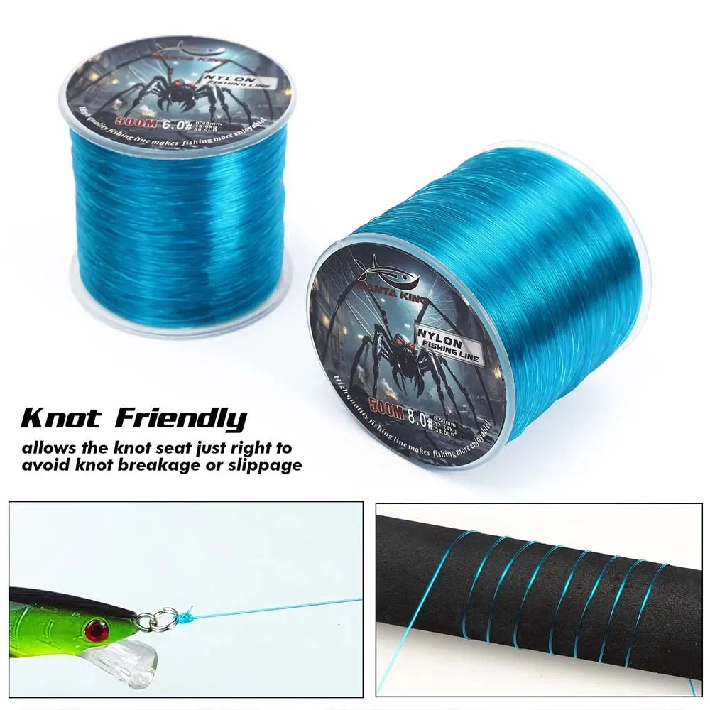 SantaKing Monofilament Fishing Line 500M Strong and Abrasion-Resistant Nylon Mono Smooth and Long Casting Low Memory