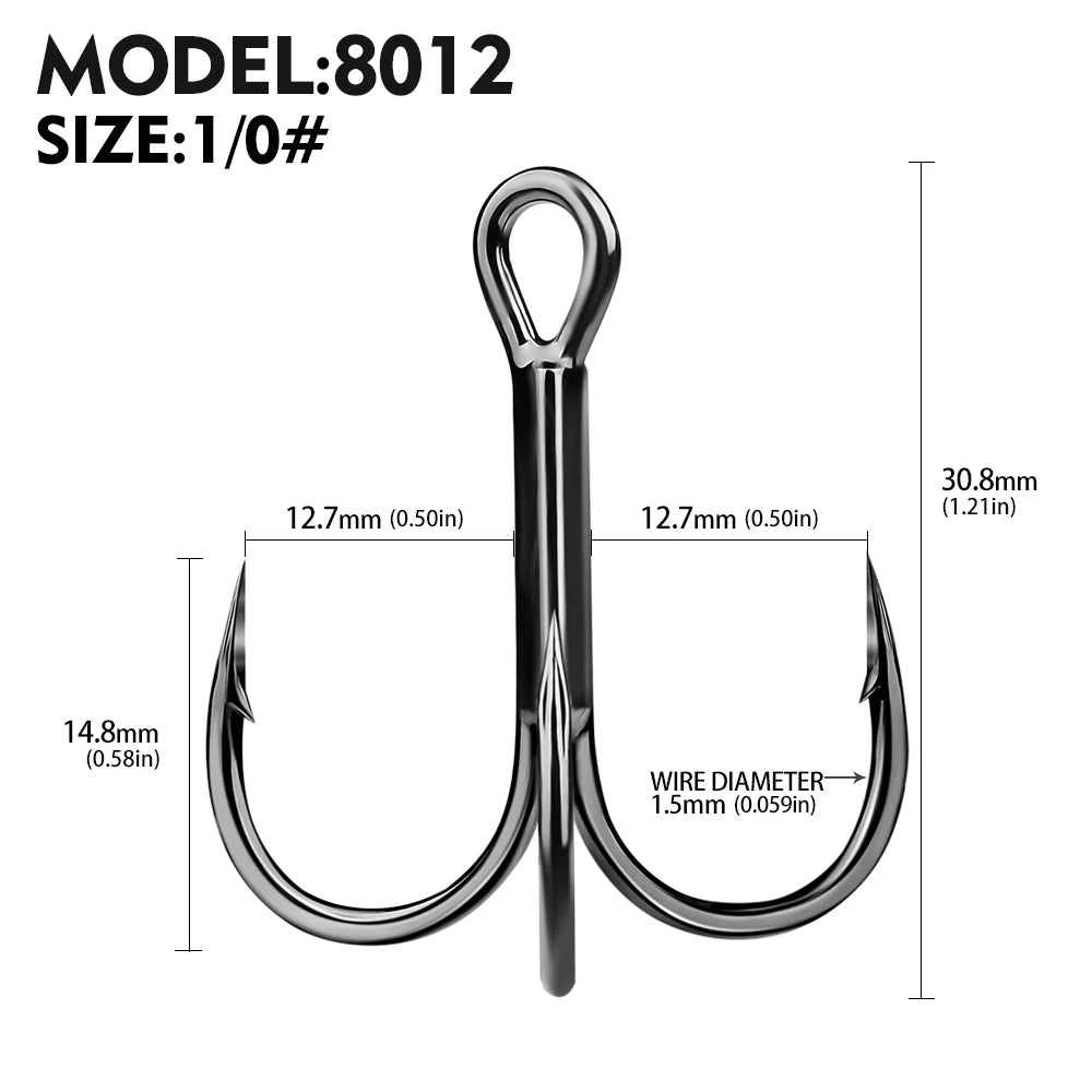 PROBEROS 20pcs Streng thened Sharp Fishing Treble Hooks High Carbon Steel Strength & Corrosion Resistance For Bait  Saltwater