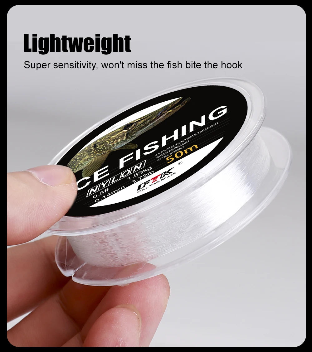 NGB 50M Ice Fishing Line Super Strong Monofilament Nylon Winter Bream Saltwater Fishing-Line Japan Low Memory Carp Line